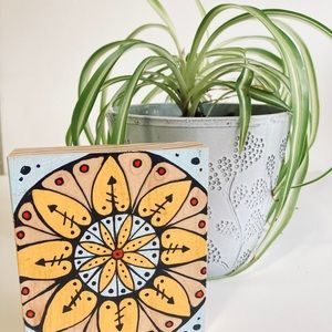 Sunflower Mandala Hand Painted on Wood Wall Art